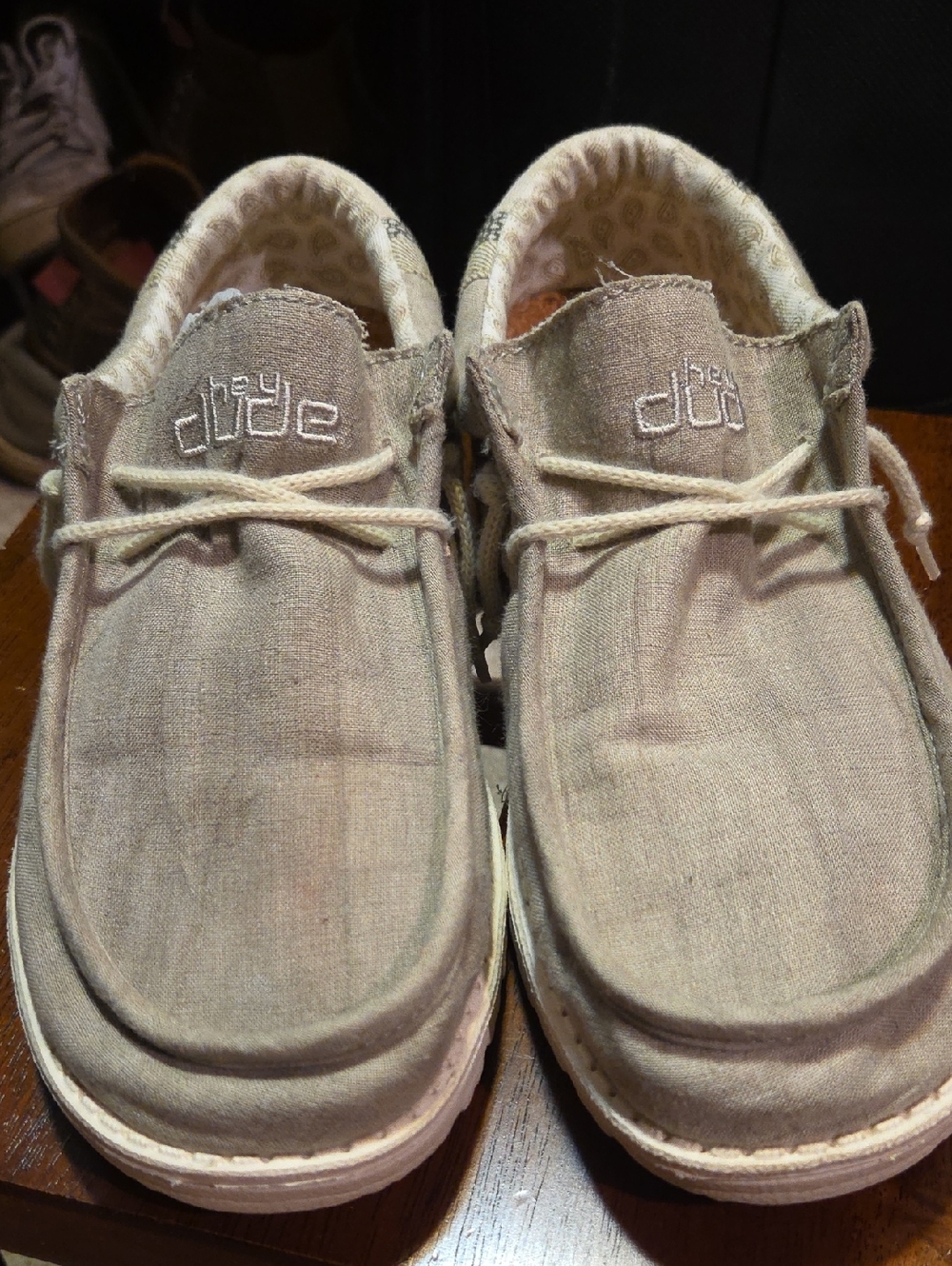 Hey Dude Men's Slip-On Boat Shoes Taupe Canvas
